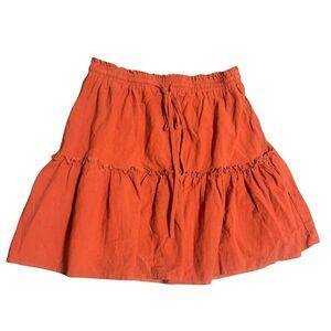 Burnt Orange Western Cottagecore Boho Prairie Whimsygoth Tiered Mini Skirt 1X 2X